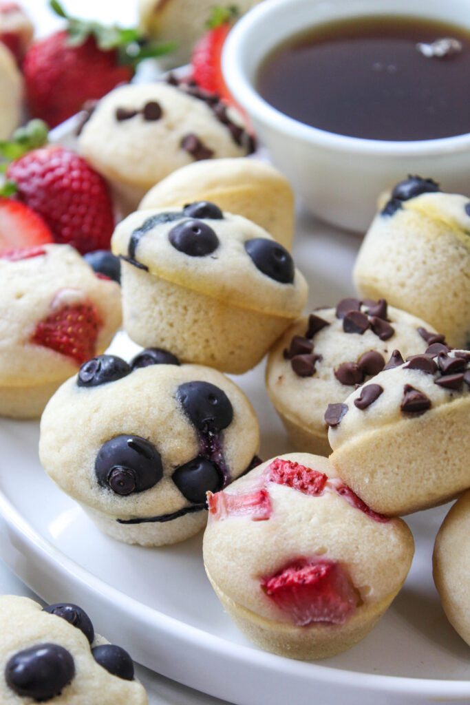 Easy breakfast pancake bites made with boxed pancake mix