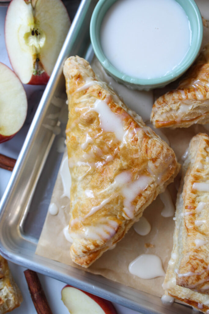 Apple turnovers with buttery puff pastry and warm cinnamon apple filling