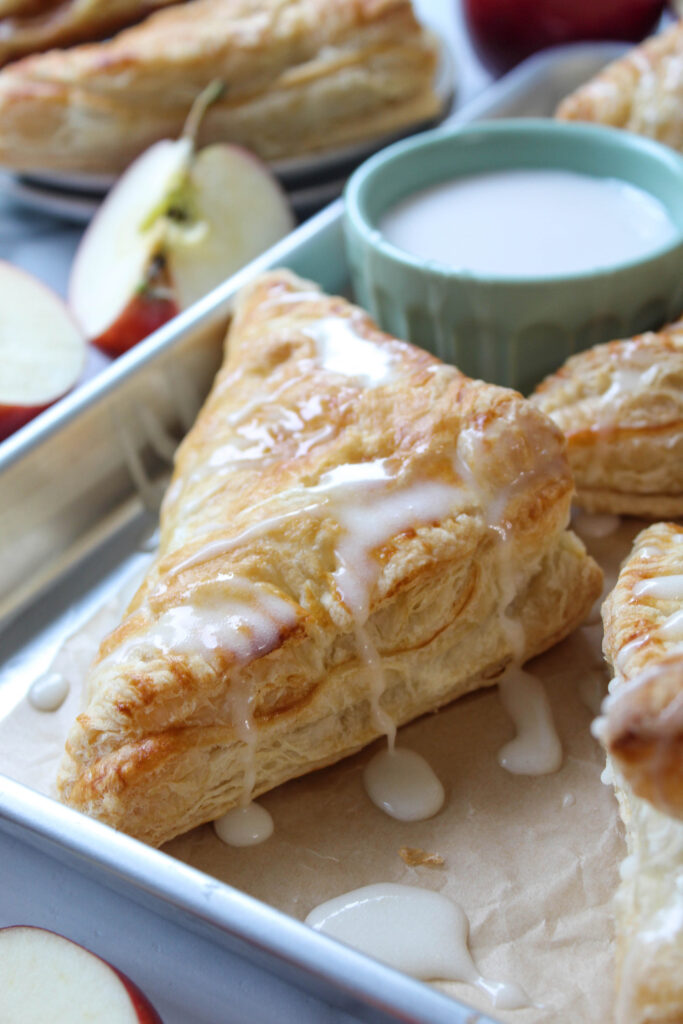 Crisp puff pastry apple turnovers fresh from the oven