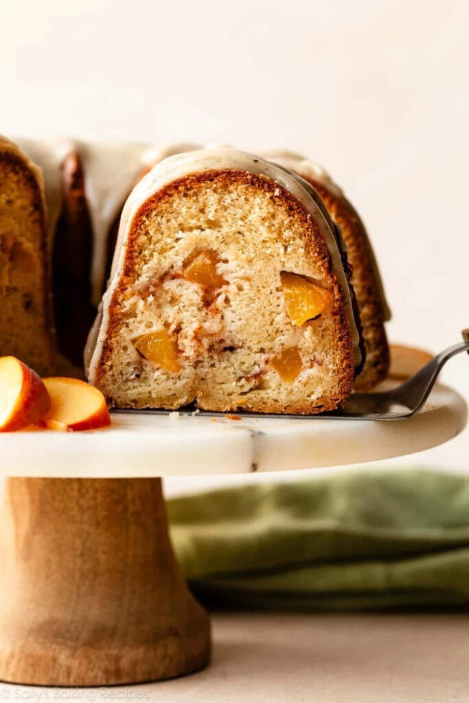 Peach Bundt Cake with Brown Butter Icing