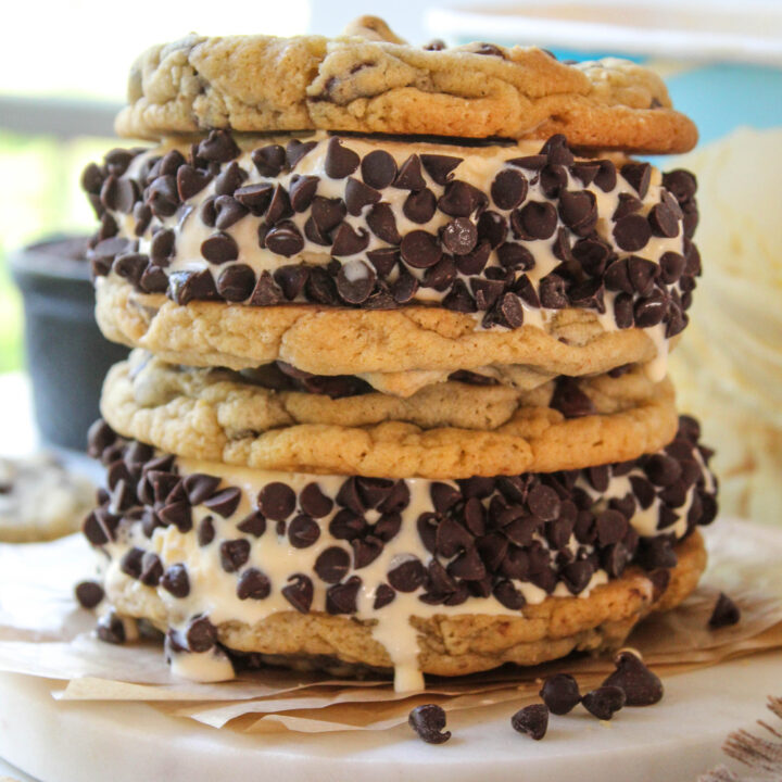 Jumbo Chocolate Chip Cookie Ice Cream Sandwiches