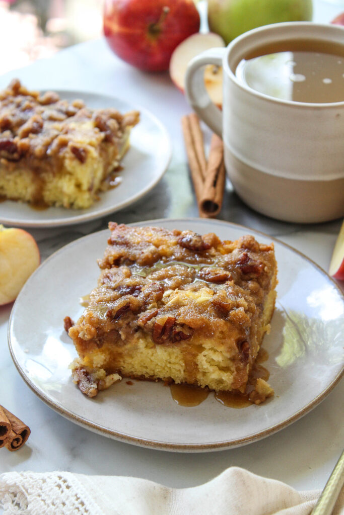 Homemade apple crisp coffee cake made with fresh apples and streusel