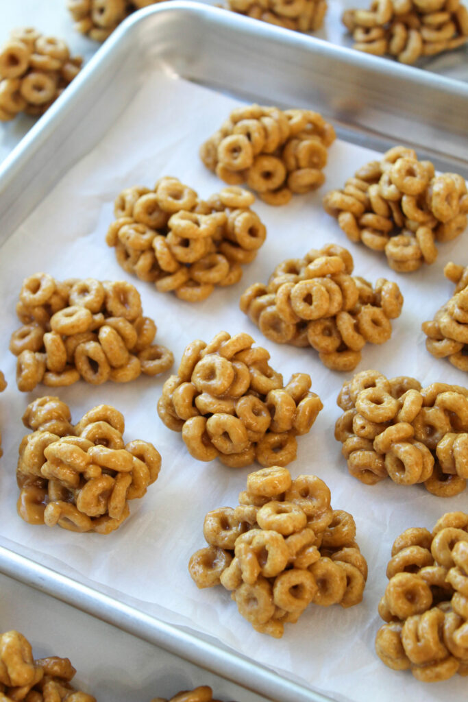 Homemade peanut butter Cheerio bites made with simple pantry ingredients