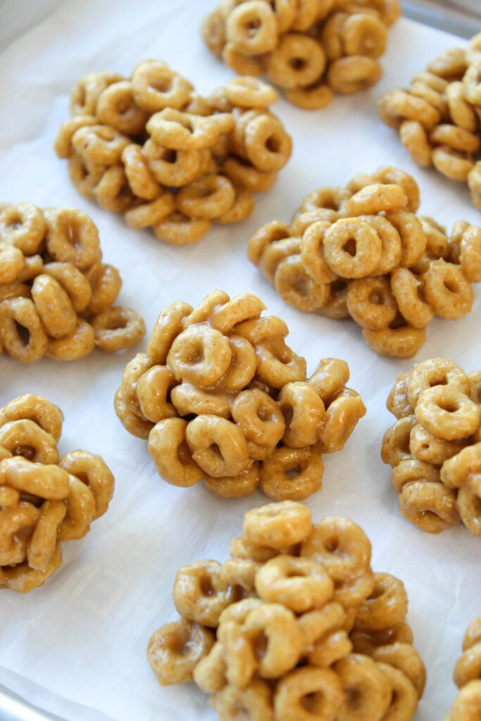 Easy no-bake peanut butter Cheerio bites ready for snacking