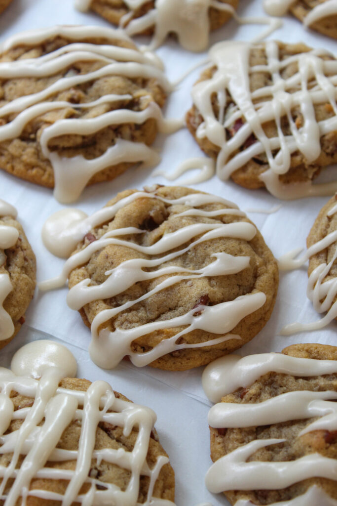 Soft maple brown sugar cookies topped with a sweet maple glaze