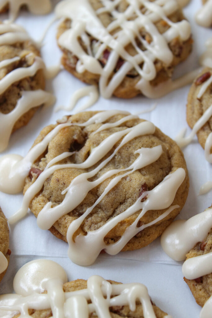 Homemade maple brown sugar cookies with chopped pecans