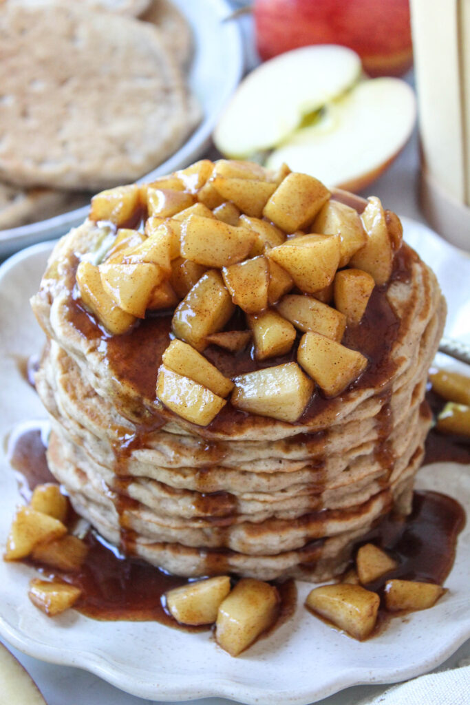 Homemade apple cinnamon pancakes with a light, fluffy texture and warm spices