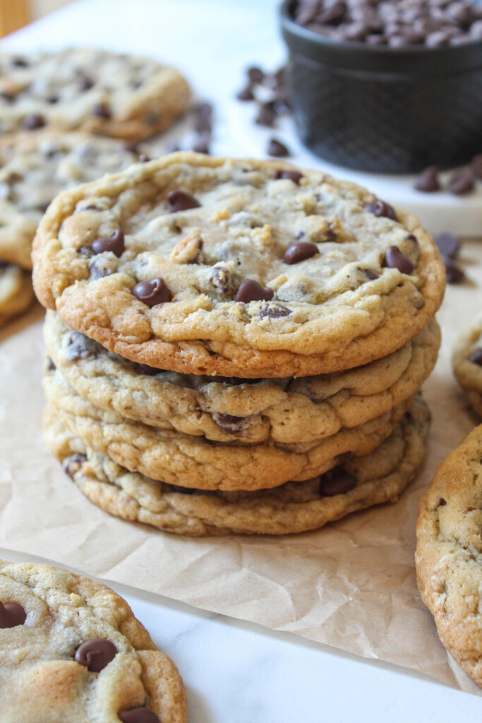 Oversized chocolate chip cookies loaded with chocolate chips