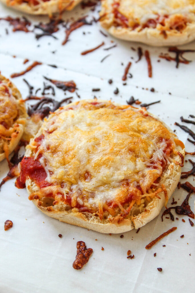 Easy homemade English muffin pizzas fresh from the oven