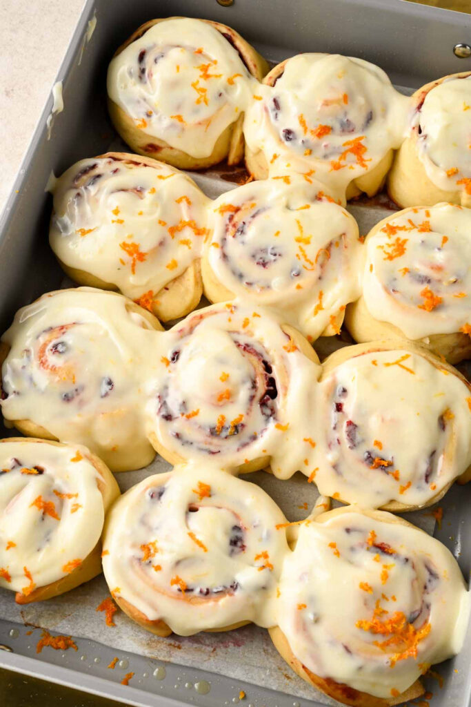 Cranberry Cinnamon Rolls with Orange Glaze