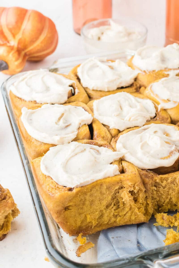 Pumpkin Spice Cinnamon Rolls with Cream Cheese Frosting