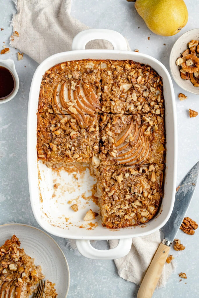 Vanilla Brown Butter Pear Baked Oatmeal