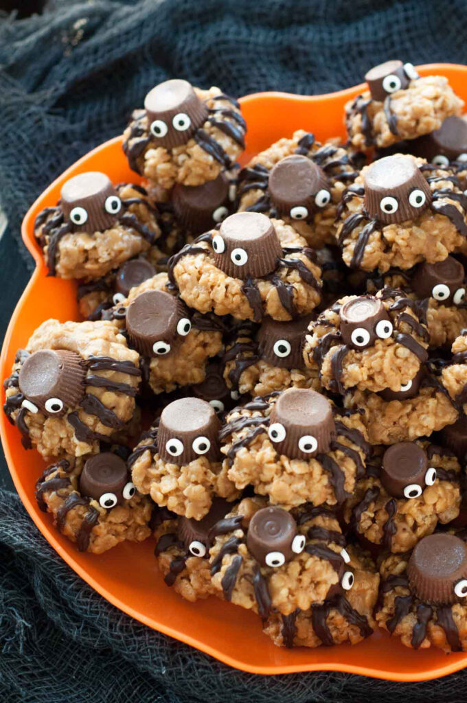 No Bake Rice Krispie Spider Cookies (Gluten-Free)