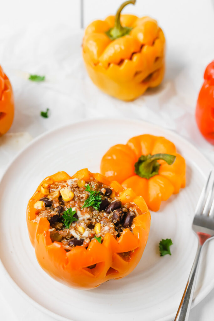 Jack O’Lantern Stuffed Bell Peppers